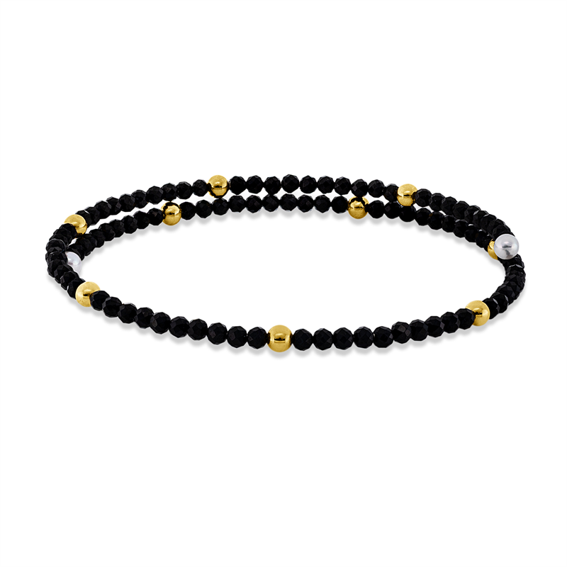 Armreif mit Spinel mit Süßwasserperle aus 750/-18 Karat Gelbgold  