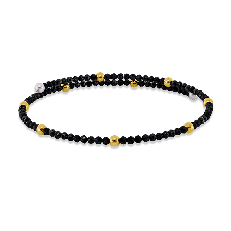 Armreif mit Spinel mit Süßwasserperle aus 750/-18 Karat Gelbgold  