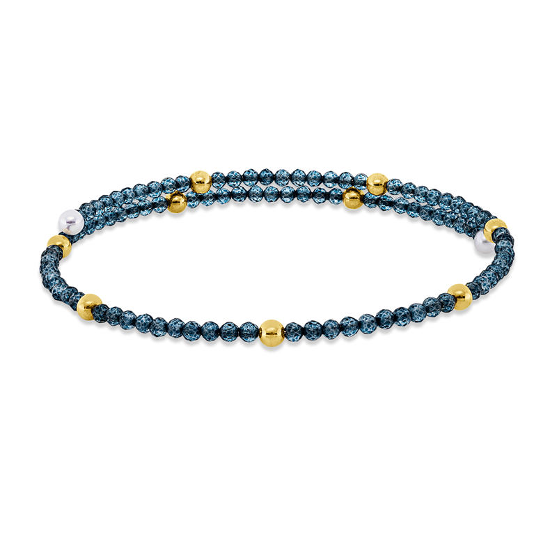 Armreif mit Kristall mit Süßwasserperle aus 750/-18 Karat Gelbgold  