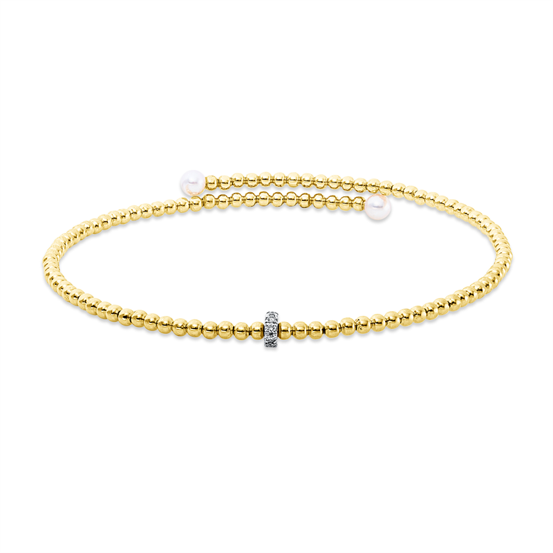 Armreif   mit Süßwasserperle aus 750/-18 Karat Gelbgold mit 10 Diamanten 0