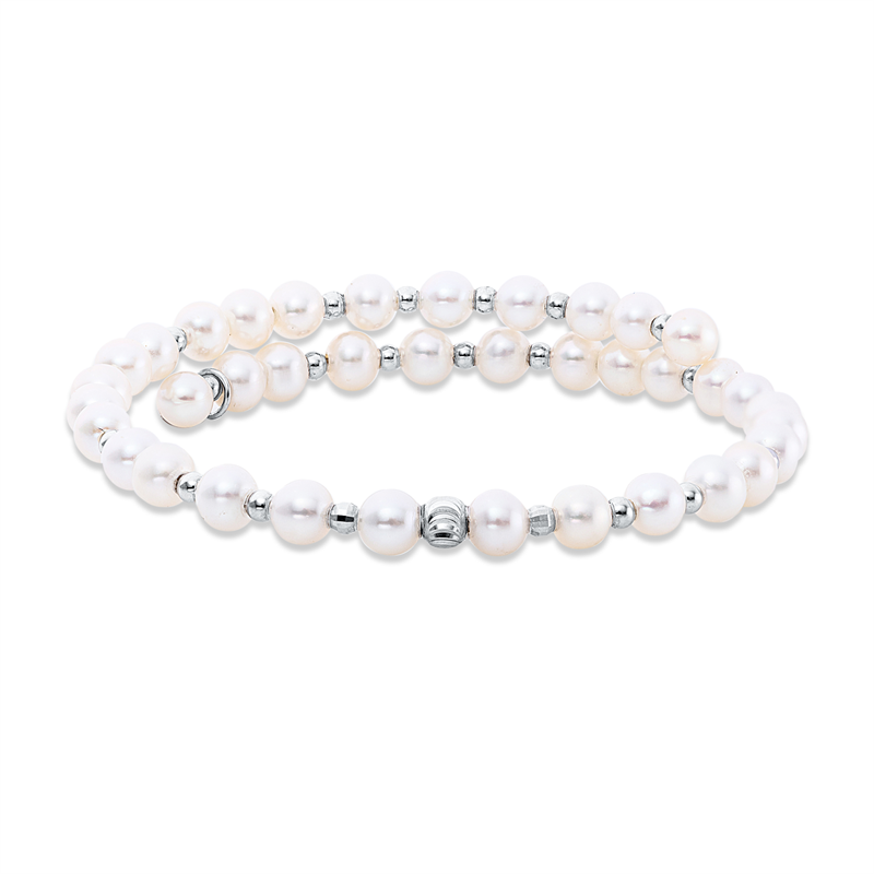 Armreif   mit Süßwasserperle aus 750/-18 Karat Weißgold  