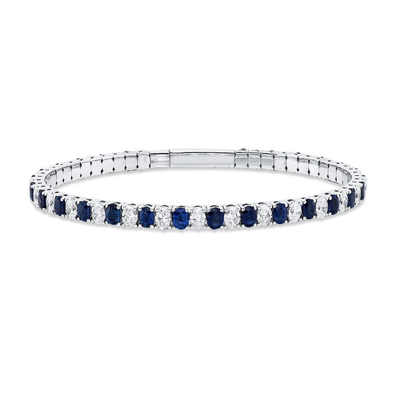 Armreif mit Saphir  aus 750/-18 Karat Weißgold mit 27 Diamanten 3