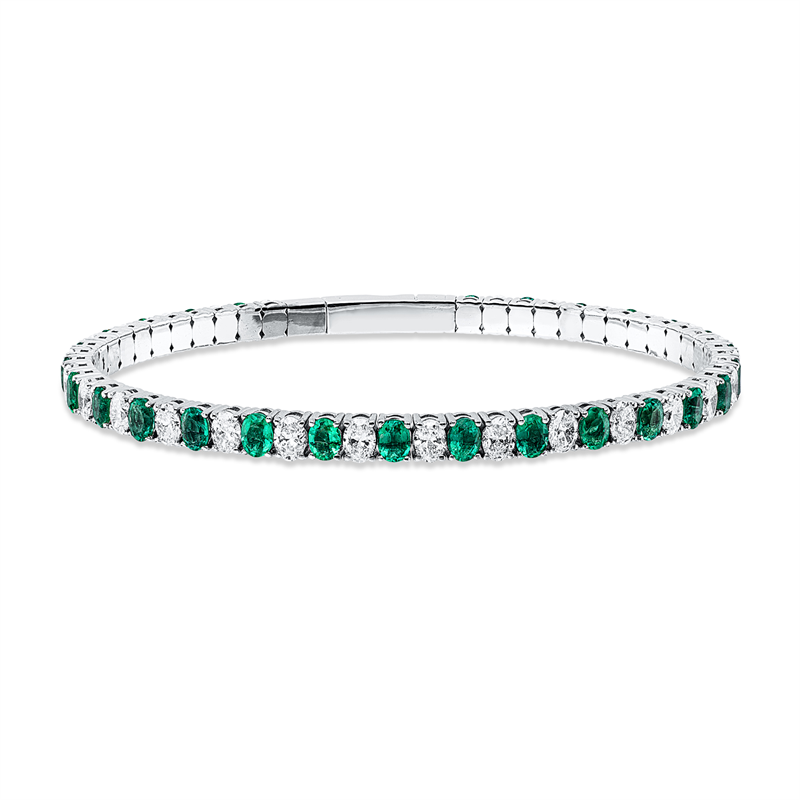 Armreif mit Smaragd  aus 750/-18 Karat Weißgold mit 27 Diamanten 4