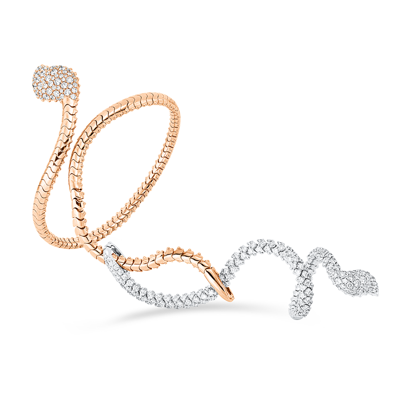 Armreif    aus 750/-18 Karat Rotgold / Weißgold mit 240 Diamanten 4