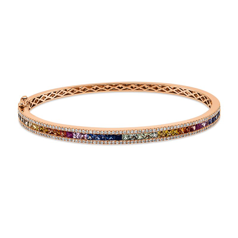 Armreif mit Saphir  aus 750/-18 Karat Rotgold mit 154 Diamanten 0