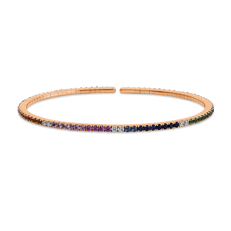 Armreif mit Saphir  aus 750/-18 Karat Rotgold mit 16 Diamanten 0