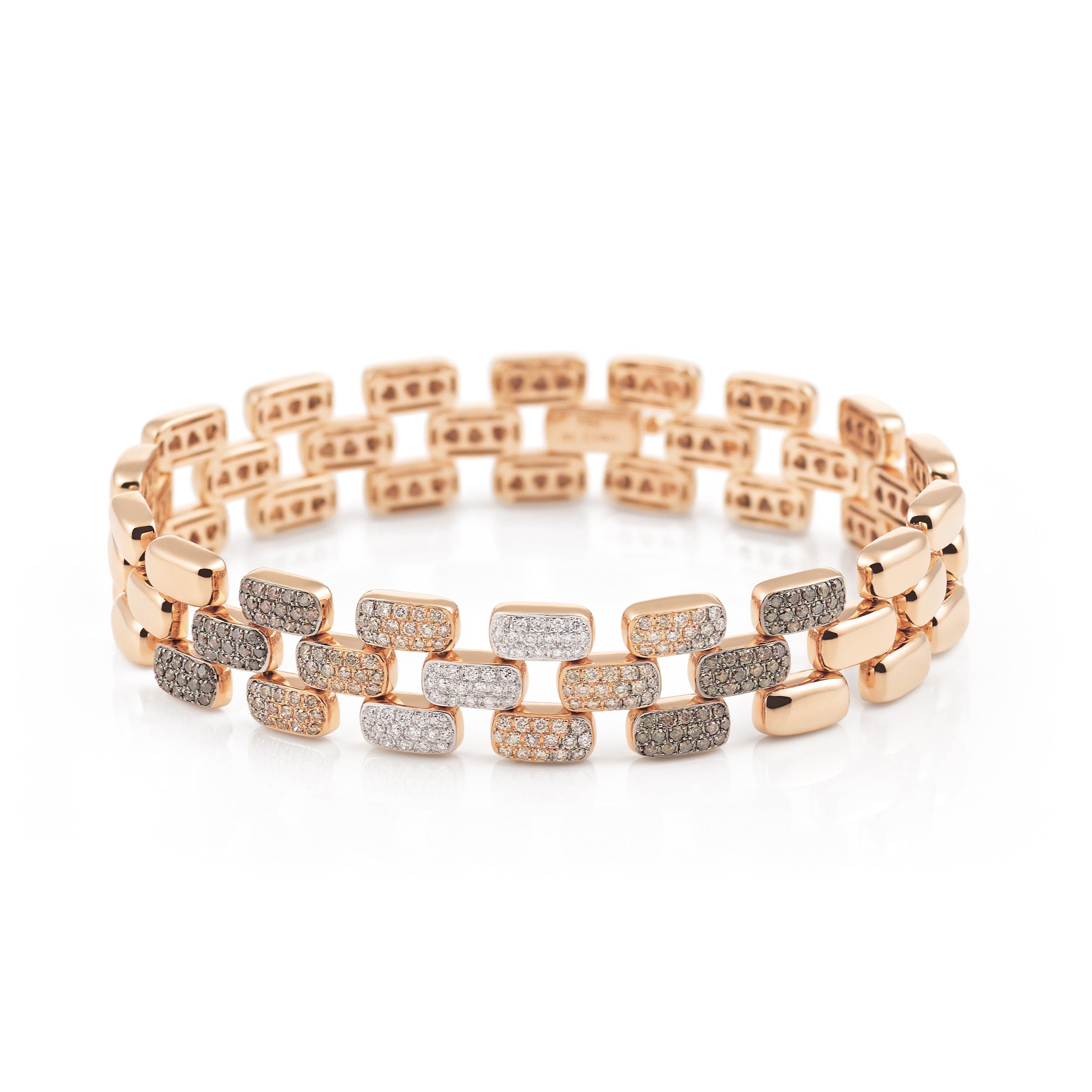 Armband aus Roségold mit weissen und braunen Brillanten - Markis Juwelier Küsnacht