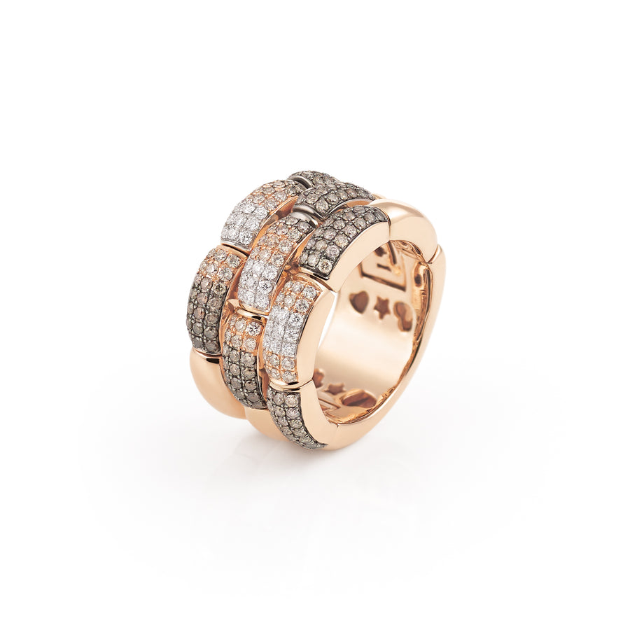Stretch-Ring aus Roségold mit weissen und braunen Brillanten - Markis Juwelier Küsnacht