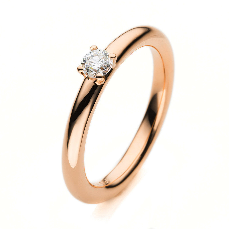 Ring    aus 585/-14 Karat Rotgold mit 1 Diamant 0