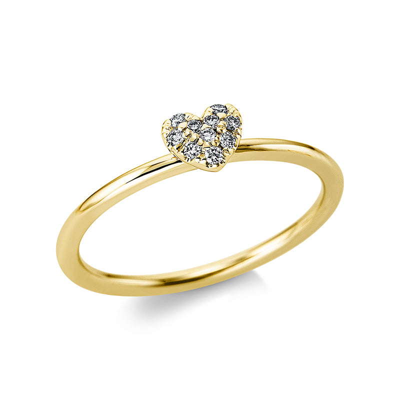 Ring    aus 750/-18 Karat Gelbgold mit 10 Diamanten 0