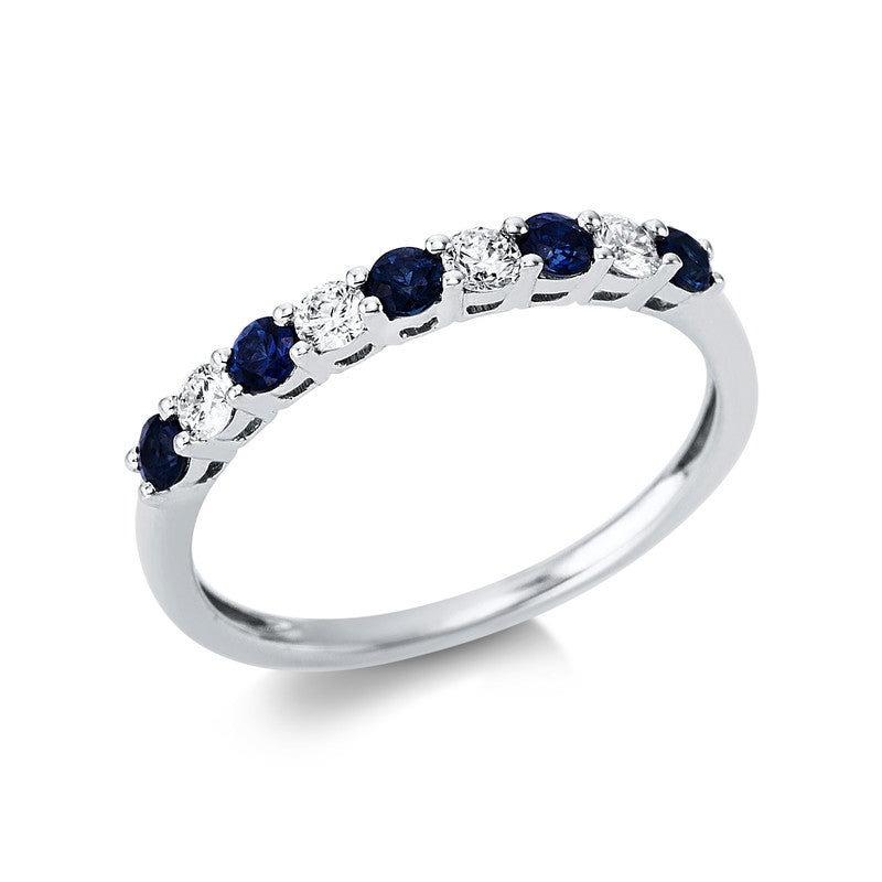 Ring mit Saphir  aus 750/-18 Karat Weißgold mit 4 Diamanten 0