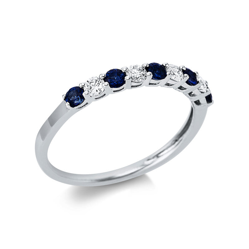 Ring mit Saphir  aus 750/-18 Karat Weißgold mit 4 Diamanten 0