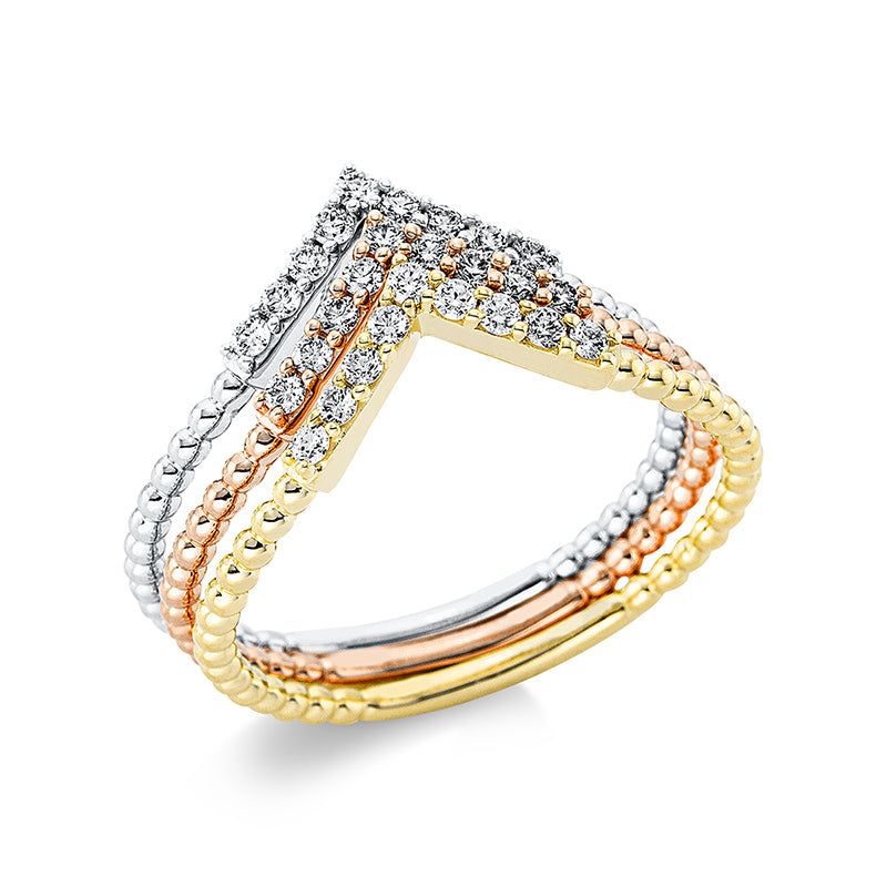 Ring    aus 750/-18 Karat Weißgold / Gelbgold / Rotgold mit 27 Diamanten 0