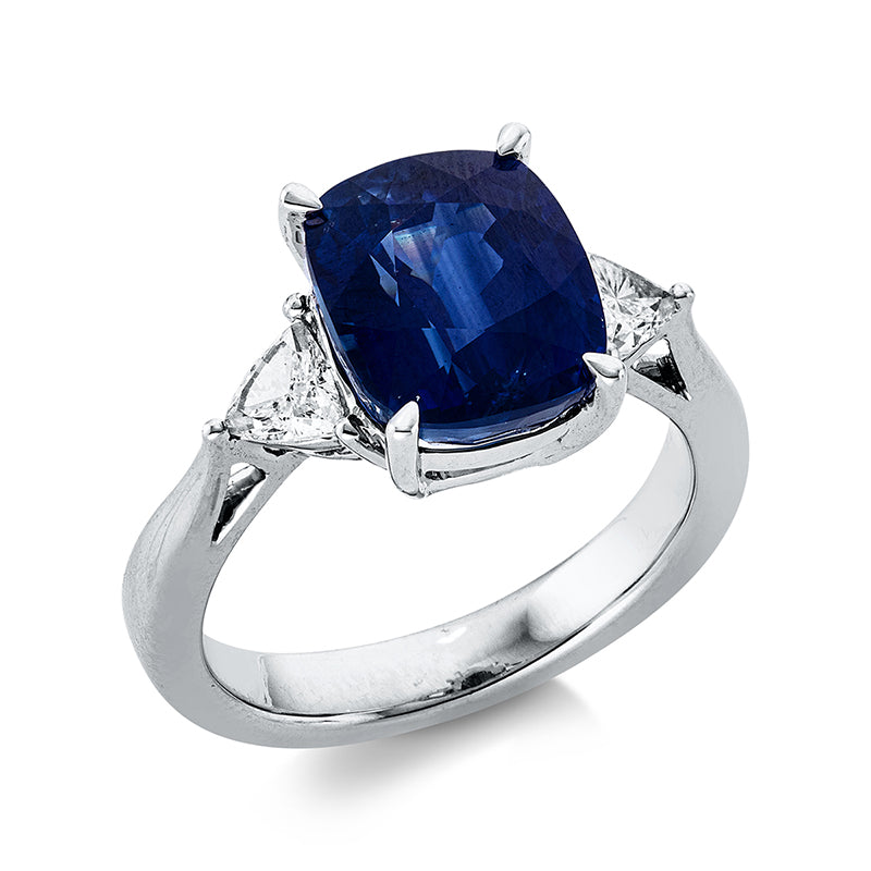 Ring mit Saphir  aus 750/-18 Karat Weißgold mit 2 Diamanten 0