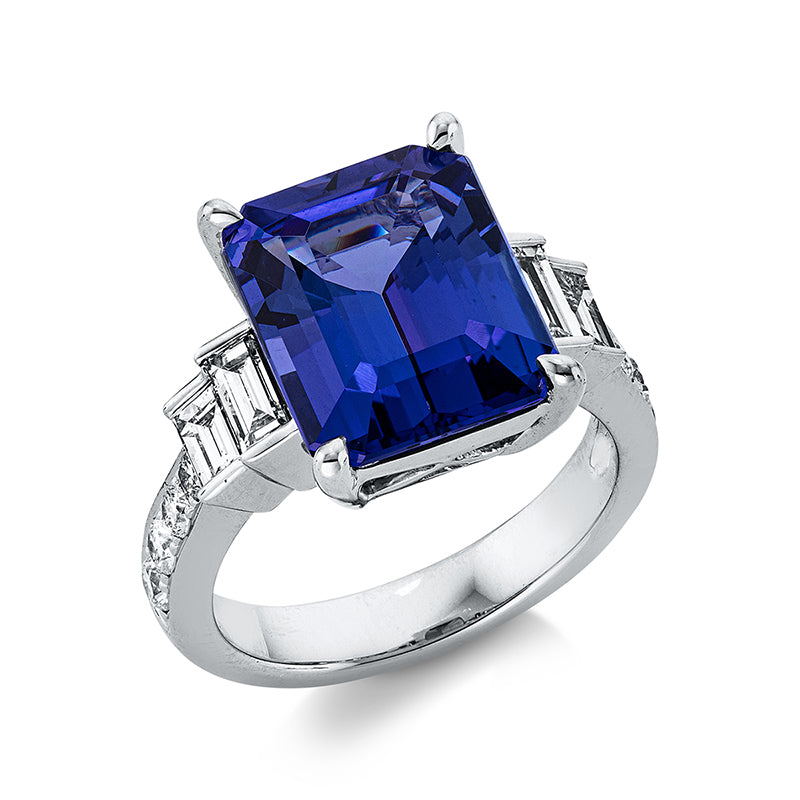 Ring mit Tansanit  aus 750/-18 Karat Weißgold mit 12 Diamanten 1