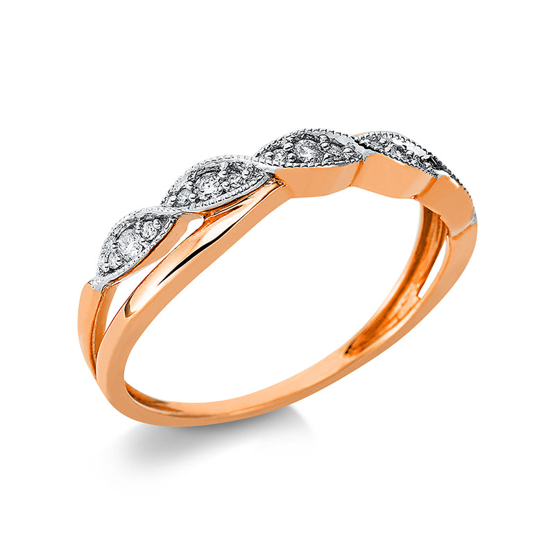 Ring    aus 750/-18 Karat Rotgold / Weißgold mit 15 Diamanten 0