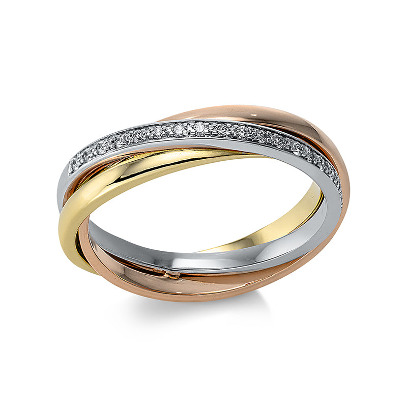Ring    aus 750/-18 Karat Weißgold / Gelbgold / Rotgold mit 20 Diamanten 0