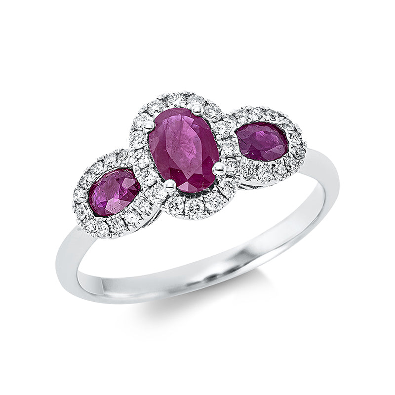 Ring mit Rubin  aus 750/-18 Karat Weißgold mit 38 Diamanten 0