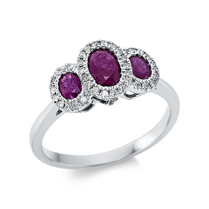 Ring mit Rubin  aus 750/-18 Karat Weißgold mit 38 Diamanten 0