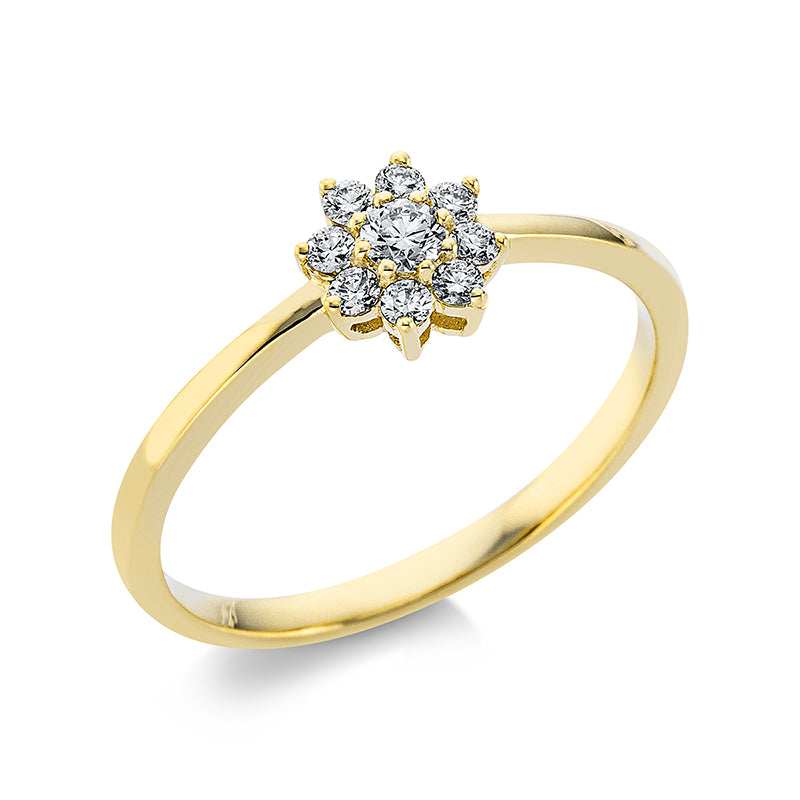 Ring    aus 750/-18 Karat Gelbgold mit 9 Diamanten 0