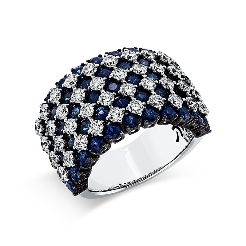 Ring mit Saphir  aus 750/-18 Karat Weißgold mit 40 Diamanten 2