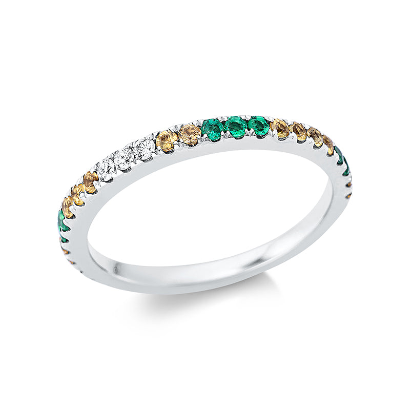 Ring mit Saphir  aus 750/-18 Karat Weißgold mit 3 Diamanten 0