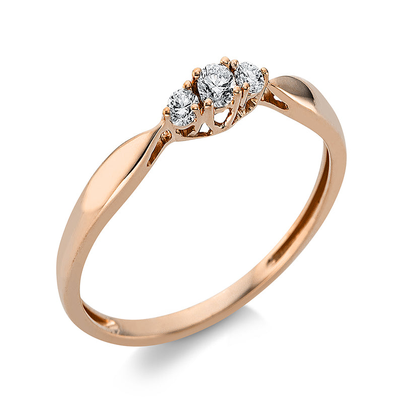 Ring    aus 750/-18 Karat Rotgold / Weißgold mit 3 Diamanten 0