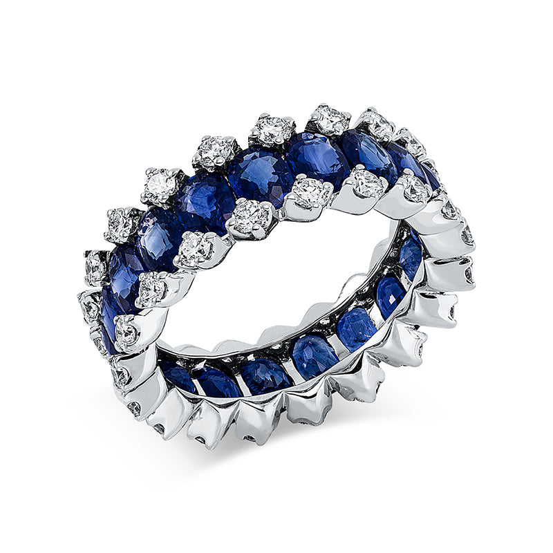 Ring mit Saphir  aus 750/-18 Karat Weißgold mit 38 Diamanten 1