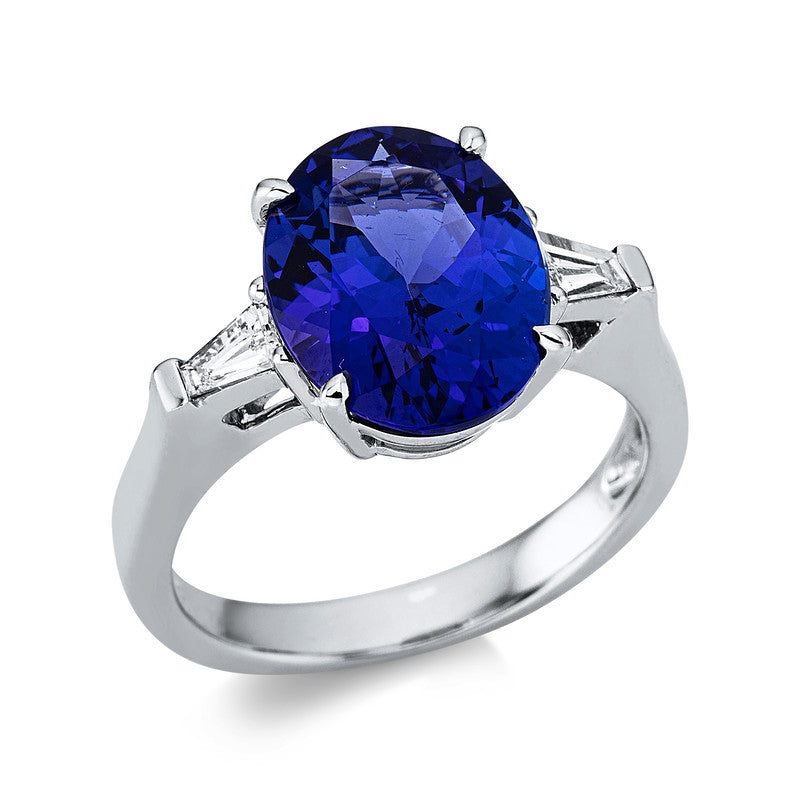 Ring mit Tansanit  aus 750/-18 Karat Weißgold mit 2 Diamanten 0