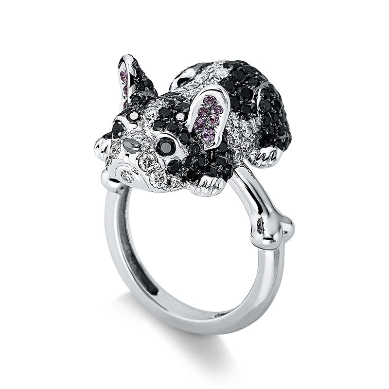 Ring mit Saphir  aus 750/-18 Karat Weißgold mit 202 Diamanten 2