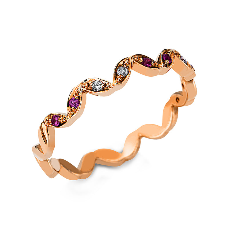Ring mit Saphir  aus 750/-18 Karat Rotgold mit 4 Diamanten 0