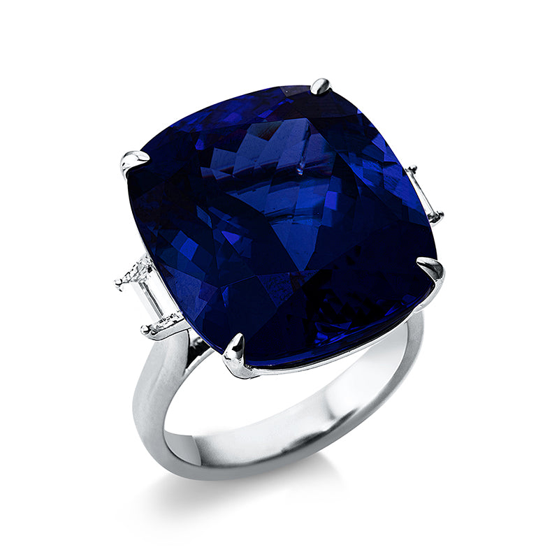 Ring mit Tansanit  aus 750/-18 Karat Weißgold mit 2 Diamanten 0