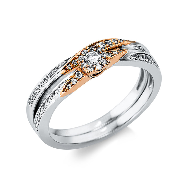 Ring    aus 750/-18 Karat Weißgold / Rotgold mit 51 Diamanten 0