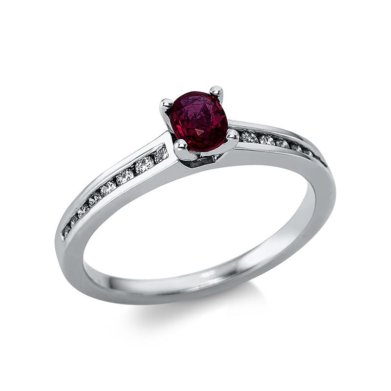 Ring mit Rubin  aus 750/-18 Karat Weißgold mit 16 Diamanten 0