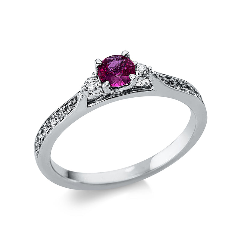 Ring mit Rubin  aus 750/-18 Karat Weißgold mit 16 Diamanten 0