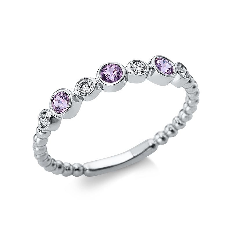 Ring mit Saphir  aus 750/-18 Karat Weißgold mit 4 Diamanten 0