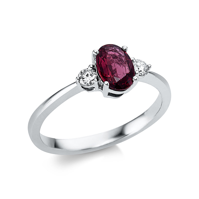 Ring mit Rubin  aus 750/-18 Karat Weißgold mit 2 Diamanten 0