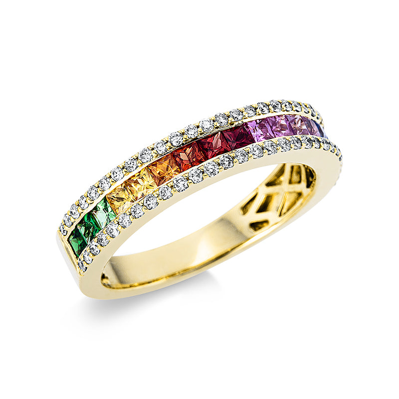 Ring - Regenbogen-Schmuck aus Gold mit Diamanten mit Saphir - 1AR79
