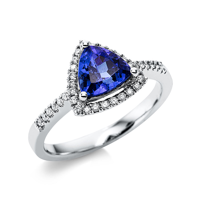 Ring mit Tansanit  aus 750/-18 Karat Weißgold mit 36 Diamanten 0