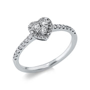 Ring - Halo Sparkle aus Gold mit Diamanten, Herz-Symbol - 1AT37