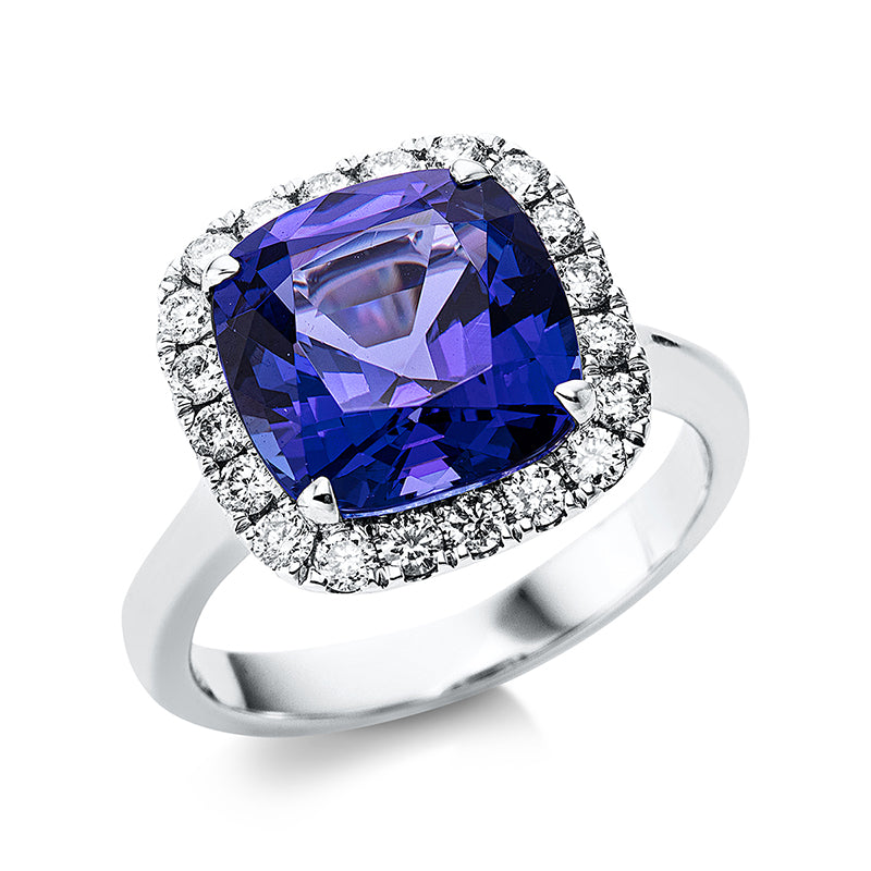 Ring mit Tansanit  aus 750/-18 Karat Weißgold mit 21 Diamanten 0