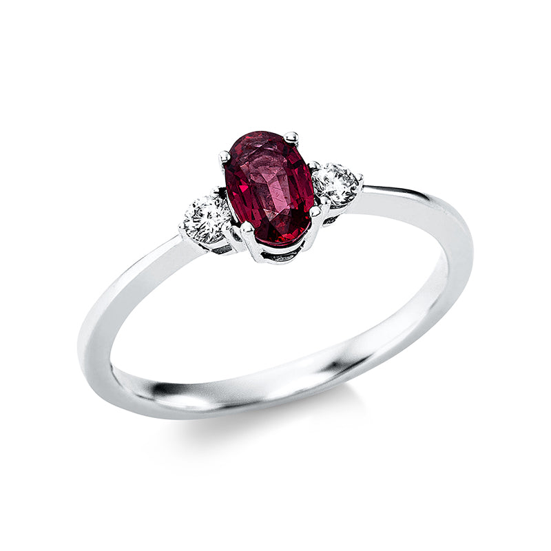 Ring mit Rubin  aus 750/-18 Karat Weißgold mit 2 Diamanten 0