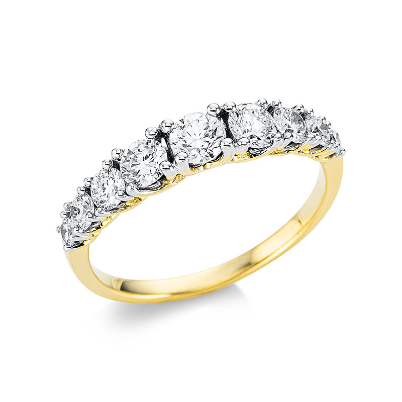 Ring    aus 750/-18 Karat Gelbgold mit 9 Diamanten 1 ct