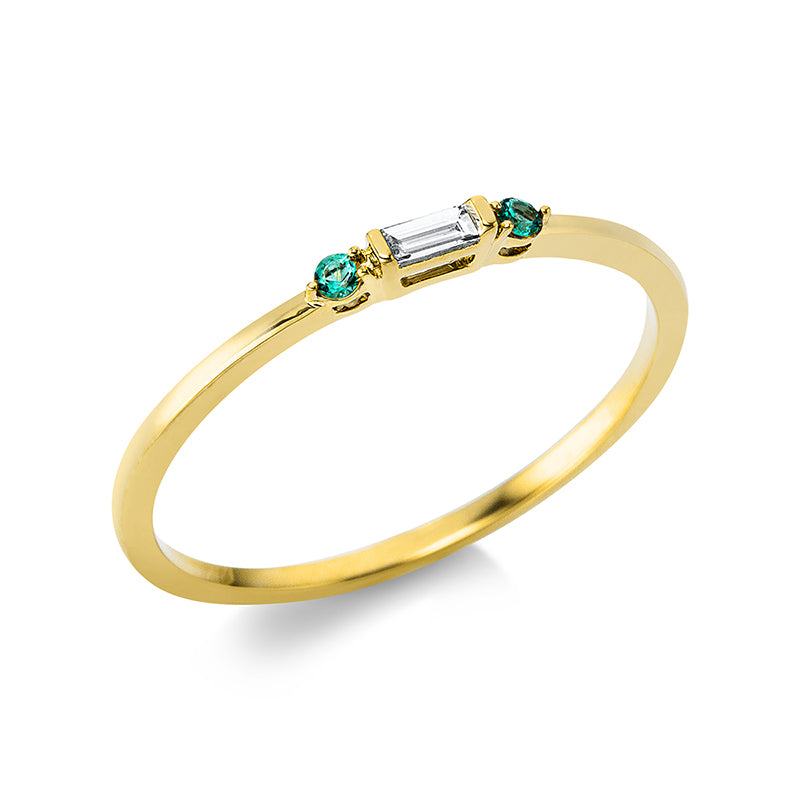 Ring mit Smaragd  aus 750/-18 Karat Gelbgold mit 1 Diamant 0