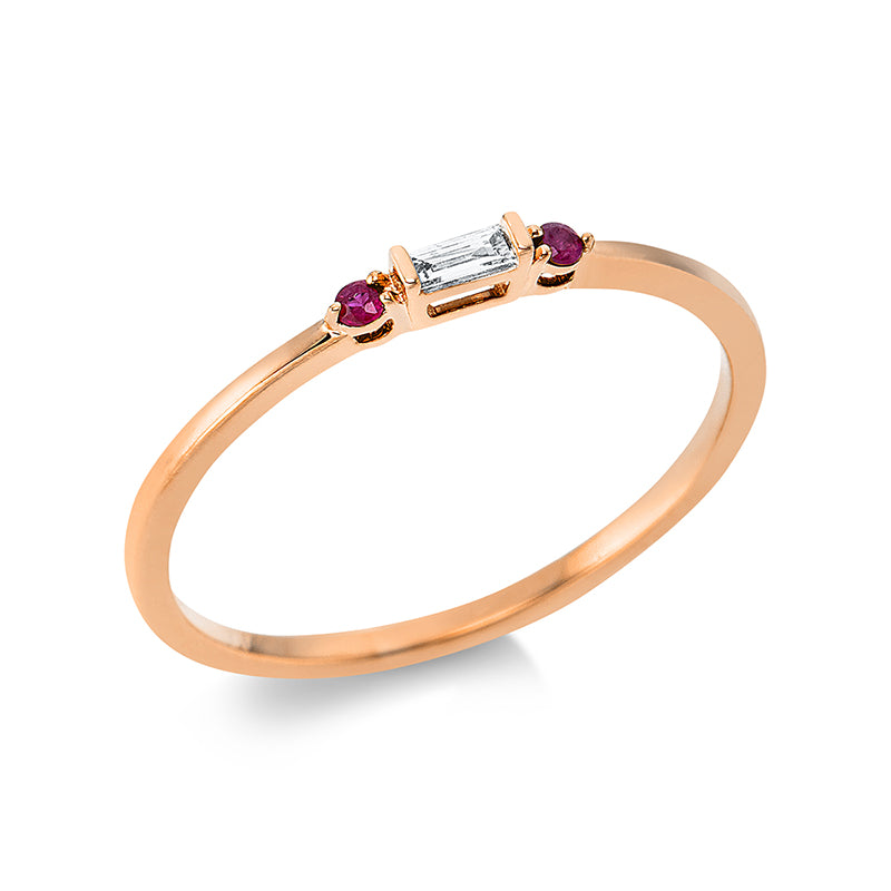Ring mit Saphir  aus 750/-18 Karat Rotgold mit 1 Diamant 0