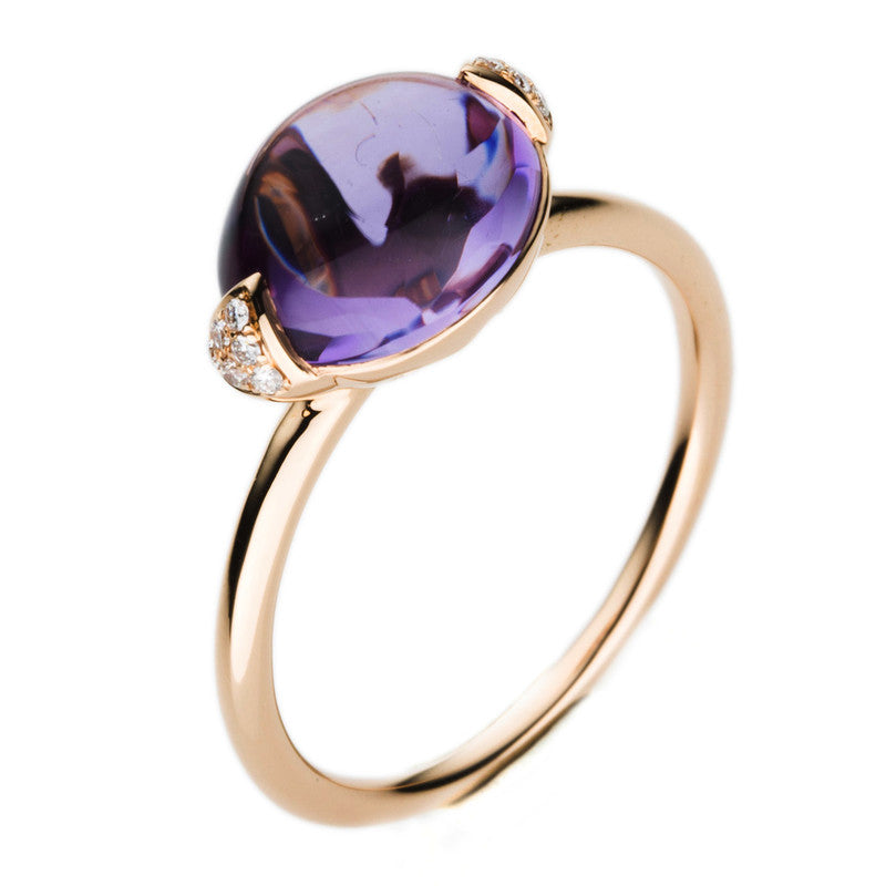 Ring mit Amethyst  aus 750/-18 Karat Rotgold mit 12 Diamanten 0