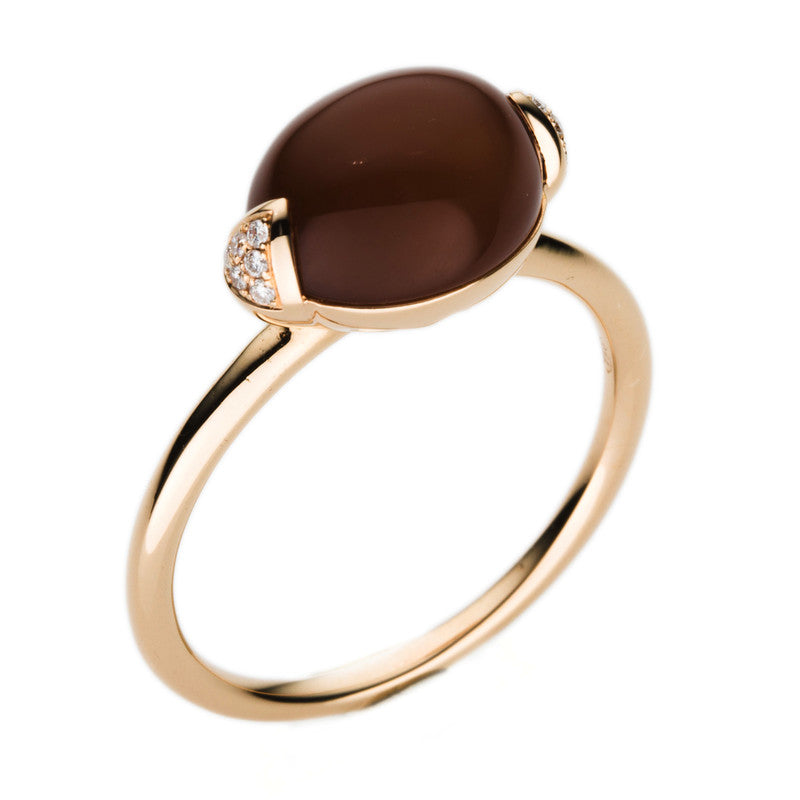 Ring mit Mondstein  aus 750/-18 Karat Rotgold mit 12 Diamanten 0