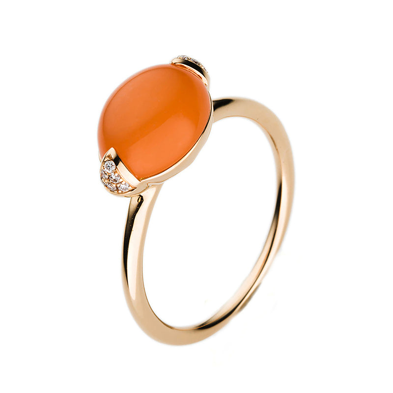 Ring mit Mondstein  aus 750/-18 Karat Rotgold mit 12 Diamanten 0