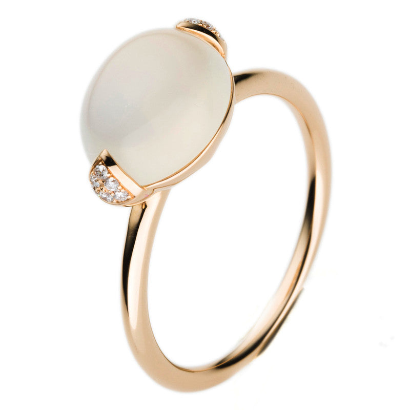 Ring mit Mondstein  aus 750/-18 Karat Rotgold mit 12 Diamanten 0