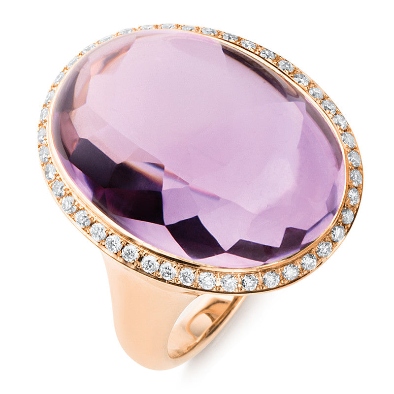 Ring mit Amethyst  aus 750/-18 Karat Rotgold mit 44 Diamanten 0